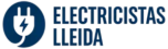 Logo de Electricistas Lleida en colores azul oscuro y amarillo con icono de enchufe eléctrico moderno